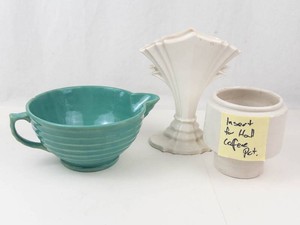 Vintage Bauer Ringware Batter Bowl, White Vase & Hull Teapot Insert Mixed Lot