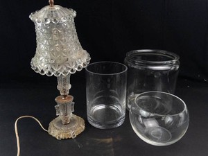 Glass Bowls & Clear Glass Lamp Mixed Lot