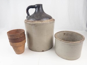 Terracotta Pots, Crock & Stoneware Jug Mixed Lot of 5