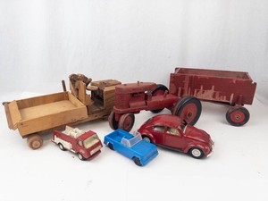 Vintage Toy Vehicle Mixed Lot - Tonka, Wood & Tin Vehicles