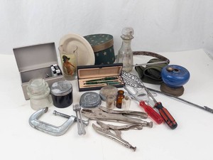 Mixed Lot of Vintage Tools, Desk Accessories & Collectibles