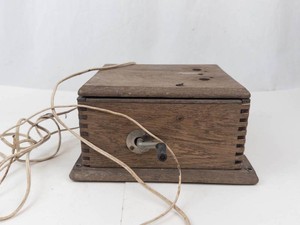 Antique Telephone Magneto Generator Wooden Box - As-Is