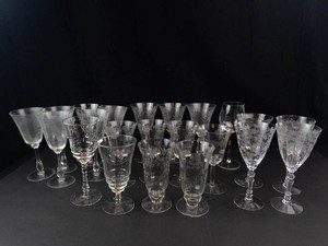 Etched Stemware Assortment (Lot of 22)