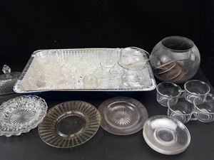 Mixed Lot Clear Glassware Bowls, Cups & Plates