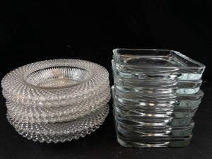 Vintage Anchor Hocking Miss America Glass Plates & Square Saucers Mixed Lot