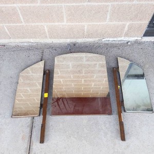 Three-Piece Mirrored Wood Panel Set