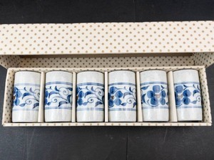 Hozan Otagiri Blue Floral Japanese Tea Cups Set of 6