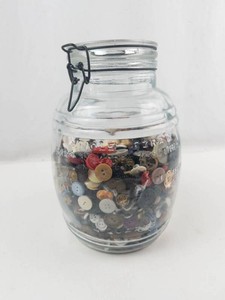 Vintage Assorted Sewing Buttons in Glass Jar