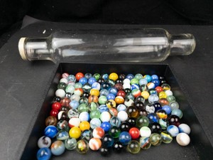 Vintage Marble Assortment With Roll-Rite Glass Rolling Pin