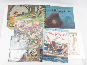 Little Red Riding Hood, Huckleberry Finn & Tom Sawyer Book Lot With Puzzle