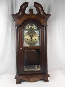 Howard Miller Mahogany Wall Clock With Broken Pediment