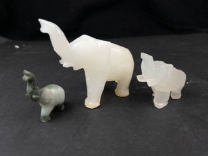 Carved Stone Elephant Figurine Set (Lot of 3)