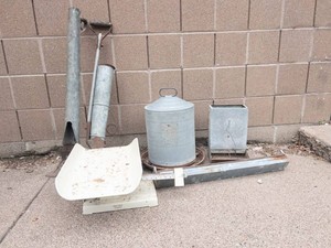 Vintage Galvanized Poultry Feeders & Waterers, Antique Corn Jabbers Mixed Lot