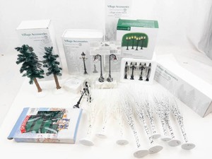 Village Accessories Mixed Lot - Trees, Lamp Posts & Lighted Accessories