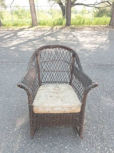 Vintage Wicker Rocking Chair With Cushion