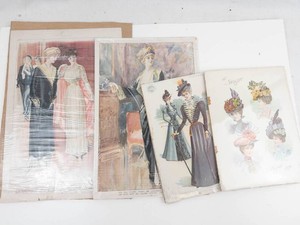 Lot of 4 Vintage Fashion Plates