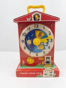Vintage Fisher-Price Music Box Teaching Clock Tested Working