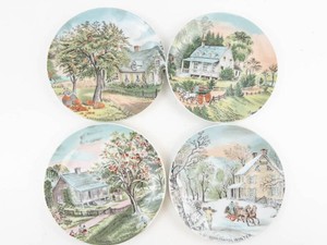 Currier & Ives Seasonal Plates Set of 4