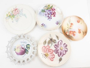 Hand Painted Floral Plates Mixed Lot of 5