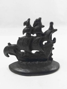 Vintage Cast Metal Galleon Ship Bookend