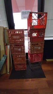 Mixed Lot 9 Plastic Grocery Crates & Wire Basket