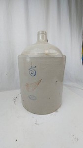 Stoneware Jug Crock With Eagle Motif and Lid
