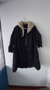 Black Persian Lamb Fur Coat With Fur Collar