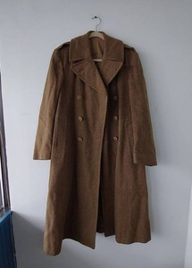 Vintage Military-Style Double-Breasted Wool Overcoat
