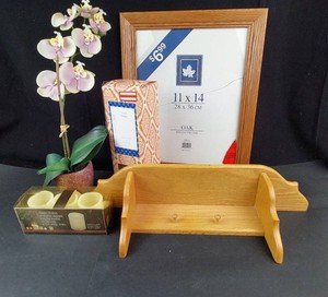 Oak Photo Frame, Wooden Shelf & Home Decor Mixed Lot
