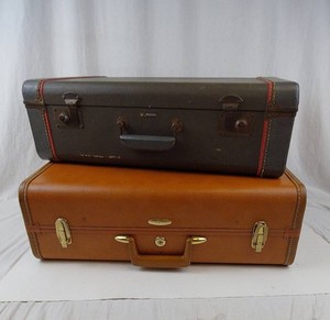 Vintage Hard-Sided Suitcases With Metal Hardware (Lot of 2)