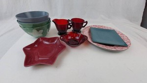 Mixed Lot Glass & Ceramic Bowls, Cups, Plates & Serving Dishes