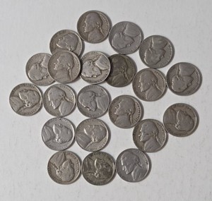 Bag of Nickels from the&nbsp 1940 to 1946- 21 Nickels