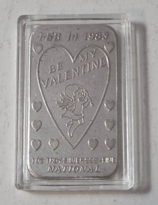1983 Valentine - 1 Oz. Fine Silver Bar - Cased