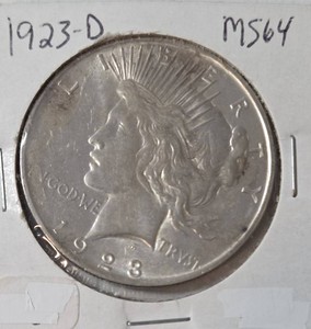 1923-D Silver Peace Dollar - MS64