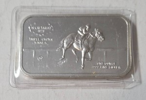 1973 1 Oz. Silver Bar featuring Secretariat as the Triple Crown Winner - Sealed