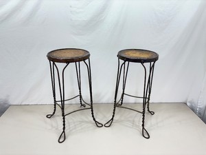 Pair of Antique Iron Bistro Stools