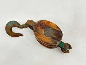 Antique Upton Wilton Wood Block and Tackle Pulley