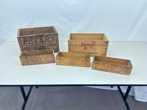Lot of Misc. Antique Wood Advertising Boxes