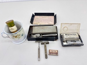 Lot of Vintage Gillette etc. Razor and Shaving Collectibles