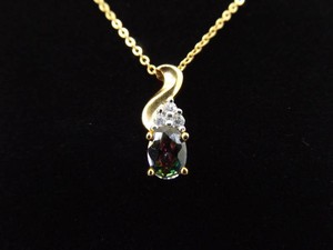 .925 Sterling Silver Alexandrite Crystal Vermeil Pendant Necklace