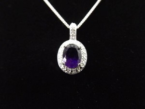.925 Sterling Silver Amethyst Crystal Pendant Necklace