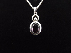 .925 Sterling Silver Garnet Lady Form Pendant Necklace