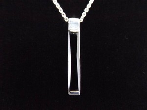 .925 Sterling Silver Obsidian Bar Pendant Necklace