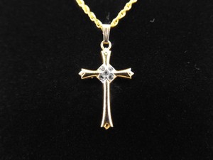 .925 Sterling Silver Vermeil Cross Pendant Necklace
