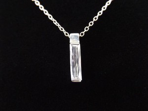 .925 Sterling Silver Crystal Bar Pendant Necklace