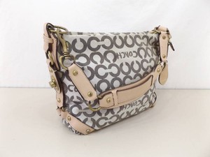 COACH Leah Op Art Coated Canvas Hobo Bag with Leather Accents