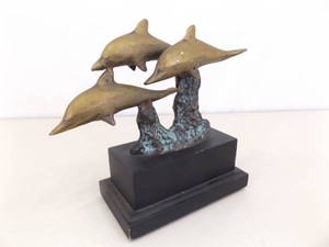 6.75 Tall Mounted Brass Dolphin Sculpture