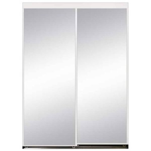 59 in. x 80-12 in. Aspen White Gloss Painted Steel Frame Prefinished White Hardboard Interior Sliding Door