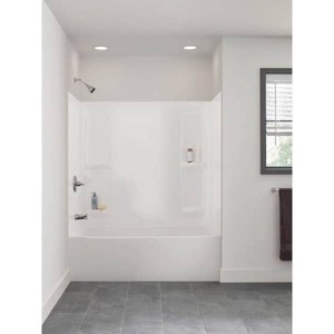 Pro-Series 60 in. W x 57 in. H Five Piece Glue Up Bathtub Surrounds in High Gloss White
