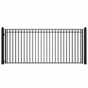 Madrid Style 14 ft. x 6 ft. Black Steel Single Swing Driveway Fence Gate
